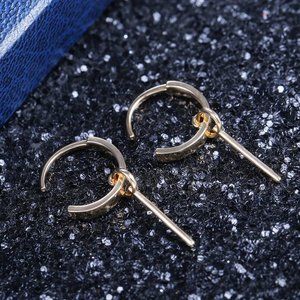 🍁 14K Gold Plated Dainty Hoop Key Earrings for Women, UNVN12439